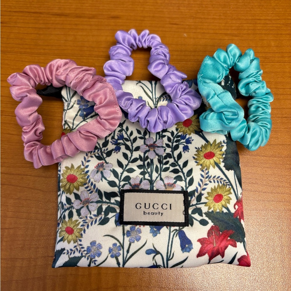Gucci Floral Hair Scrunchies Set - Pink, Purple, Blue